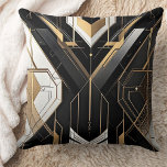 Cojín Decorativo Diseño Art Deco Gold Black Geometric Cross<br><div class="desc">Diseño Art Deco Gold Black Geométrico</div>