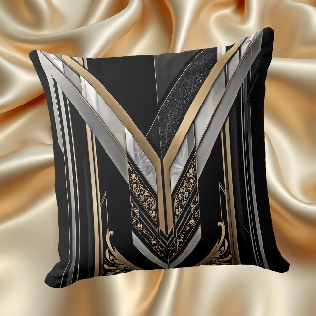 Cojín Decorativo Diseño Art Deco Gold Black Geometric V (Subido por el creador)