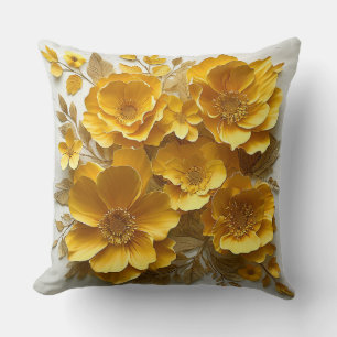 Cojín Decorativo Diseño Artístico Botánico de Papel Amarillo
