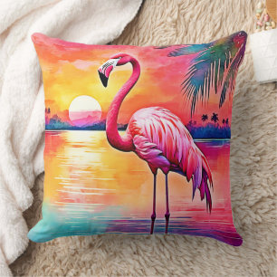 Cojín Decorativo Diseño artístico de Sunset Flamingo