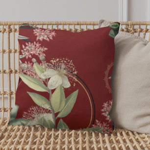 Cojín Decorativo Diseño artístico floral de Borgoña