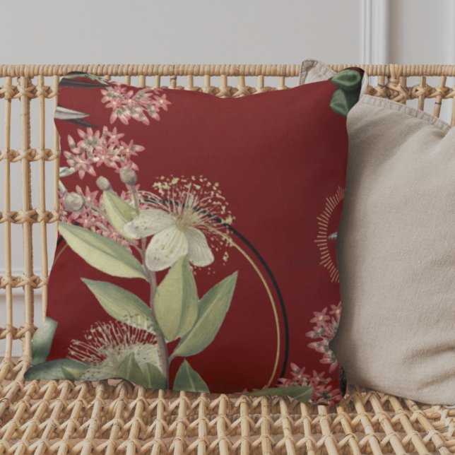 Cojín Decorativo Diseño artístico floral de Borgoña (Subido por el creador)