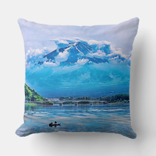 Cojín Decorativo Diseño artístico japonés de acuarela pacífica