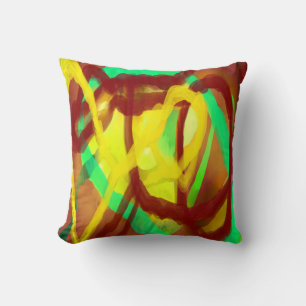 Cojín Decorativo Diseño artístico patrón cruzado verde amarillo mar