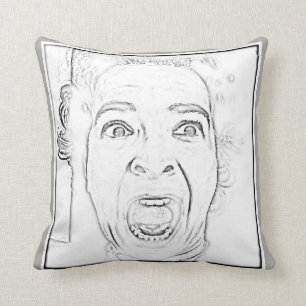 Cojín Decorativo Diseño asustado hilarante de la cara de la mujer