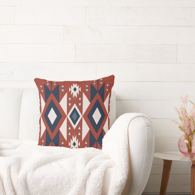 Cojín Decorativo Diseño Atec de cobre y azul (Sofá)