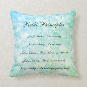 Cojín Decorativo Diseño azul de los principios de Reiki de los