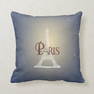 Cojín Decorativo Diseño azul de París de la torre Eiffel del