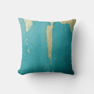 Cojín Decorativo Diseño azul verdoso elegante con acentos dorados