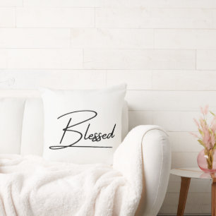 Cojín Decorativo Diseño ‘bendecido’ de fe cristiana única