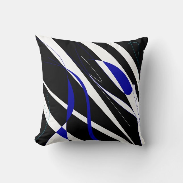 Cojín Decorativo Diseño blanco azul negro (Anverso)