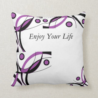 Cojín Decorativo Diseño blanco negro púrpura