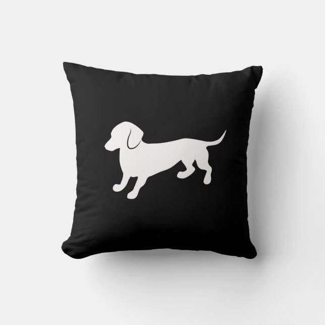 Cojín Decorativo Diseño blanco y negro del Dachshund (Anverso)