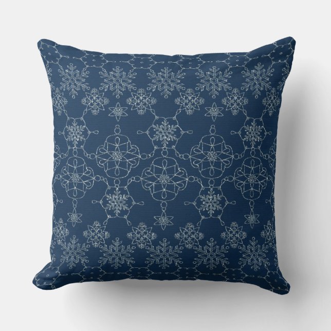 COJÍN DECORATIVO DISEÑO BLUE SNOWFLAKE (Anverso)