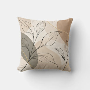 Cojín Decorativo Diseño Botánico Abstracto Verde Salvia Neutral