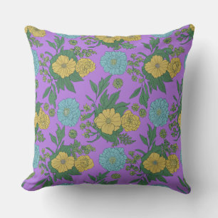 Cojín Decorativo Diseño Botánico Amarillo Vintage y Menta