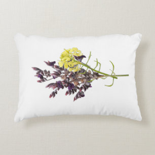 Cojín Decorativo Diseño botánico de lavanda y flor silvestre amaril