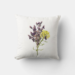Cojín Decorativo Diseño botánico de lavanda y flor silvestre amaril