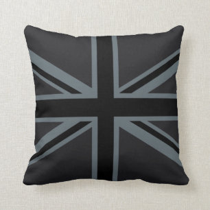 Cojín Decorativo Diseño BRITÁNICO negro de la bandera de Union Jack