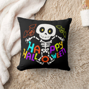 Cojín Decorativo Diseño caprichoso de Halloween con esqueleto y mur