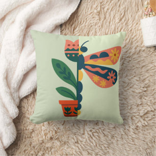 Cojín Decorativo Diseño caprichoso de libélula floral