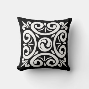 Cojín Decorativo Diseño Celta en Blanco y Negro - Almohadón
