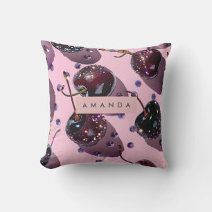 Cojín Decorativo Diseño Cereza Brillo Glam Personalizado