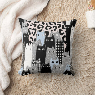 Cojín Decorativo Diseño Chic Cuadros y Gingham de Gatos en Parche