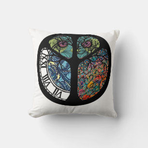Cojín Decorativo Diseño colorido de búho de árbol de señas de paz