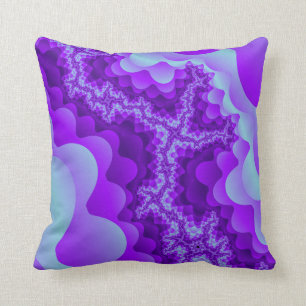 Cojín Decorativo Diseño coralino del fractal de la burbuja púrpur