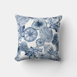 Cojín Decorativo Diseño costero de castillos azules y blancos