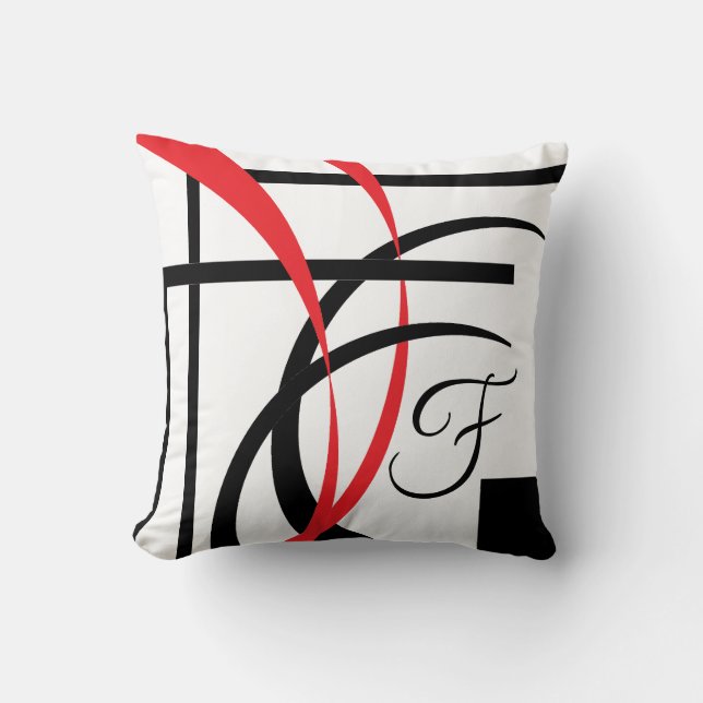 Cojín Decorativo Diseño curvado moderno rojo blanco negro (Anverso)