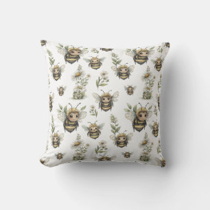Cojín Decorativo Diseño de abejorro en acuarela adorable   Abeja pa