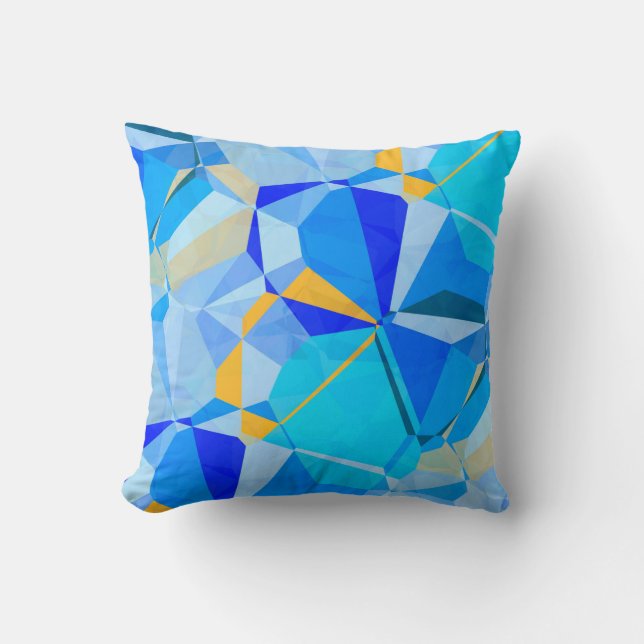 Cojín Decorativo Diseño de abstracto artístico azul turquesa y amar (Anverso)