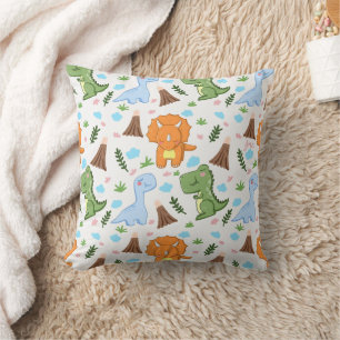 Cojín Decorativo Diseño de Acuarela con Patrón de Dinosaurio Adorab
