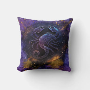 Cojín Decorativo Diseño de Acuarela del Signo Zodiacal Escorpio