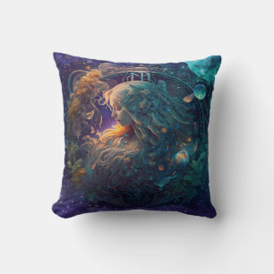 Cojín Decorativo Diseño de Acuarela del Signo Zodiacal Virgo