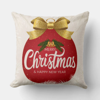 Cojín Decorativo Diseño de adorno de Feliz Navidad y Feliz Año Nuev