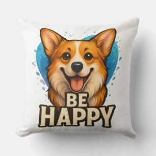 Cojín Decorativo Diseño de Amante de Perro Corgi Feliz y Lindo para