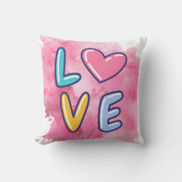 Cojín Decorativo Diseño de amor con fondo rosa
