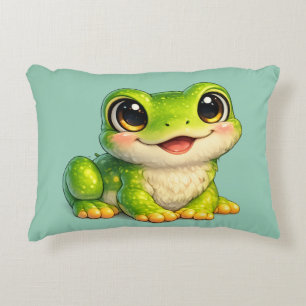 Cojín Decorativo Diseño de animal Kawaii de rana linda con ojos gra