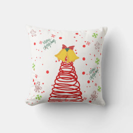 Cojín Decorativo Diseño de árbol de Navidad en espiral y campanas