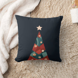 Cojín Decorativo Diseño de árbol de navidad, retro abstracto azul r