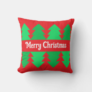Cojín Decorativo Diseño de árbol simple y navideño rojo lindo