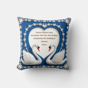Cojín Decorativo Diseño de arco de boda de amor cisne azul diamante
