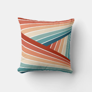 Cojín Decorativo Diseño de arco iris diagonal de color retro
