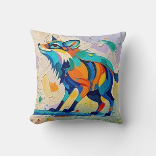 Cojín Decorativo Diseño de arte animal abstracto de Fox Expressive