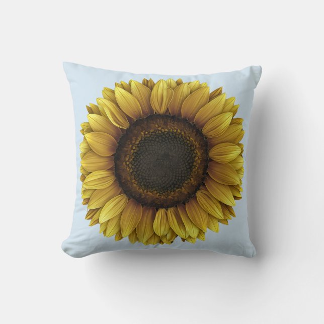 Cojín Decorativo Diseño de arte botánico Vivid Sunflower (Anverso)