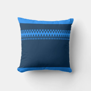 Cojín Decorativo Diseño de arte Chevron Blue Zigzag Stripes