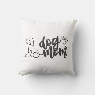 Cojín Decorativo Diseño de arte de línea de mamá de perro Minimalis
